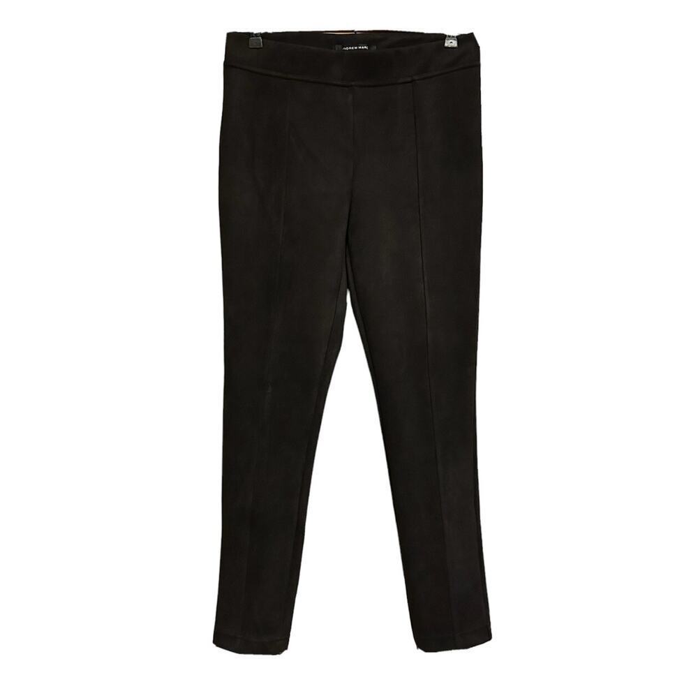 ANDREW MARC Pants Womens Medium Black Microsuede Skinny Pull-on Stretch Jeggings